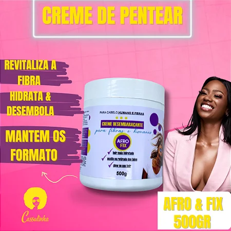 Creme de pentear cabelo de fibra Bio Fibra/orgânico/Human Hair/Fibra de Proteína AFRO & FIX 500g Cabelo Cacheado Cabelo