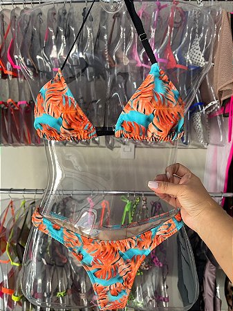 Biquíni Asa Delta Imita Fita Estampa Cancum