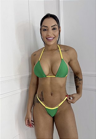 Biquíni Fita Regulagem Verde e Amarelo Brasil