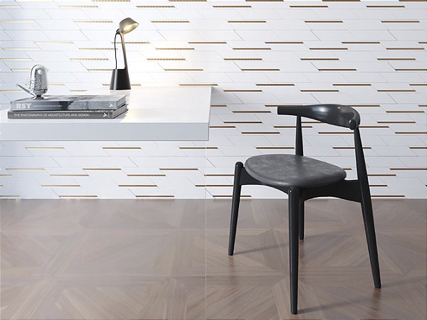 Santa Luzia Chevron 21347 Branco Friso Cobre- preço da caixa com 0,50 m² - 26 peças