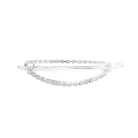 Presilha Prateada Oval de Strass