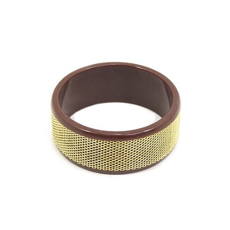 Pulseira Bracelete Marrom e Dourado