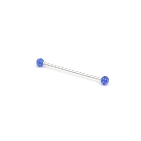 Piercing Transversal Prateado com Bolinha Azul