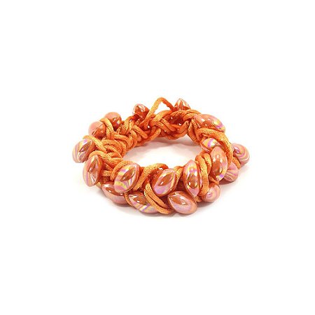 Scrunchie Laranja Entrelaçado com Navetes