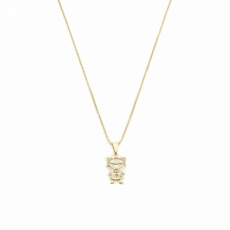 Colar Dourado Menina Folheado a Ouro 18K