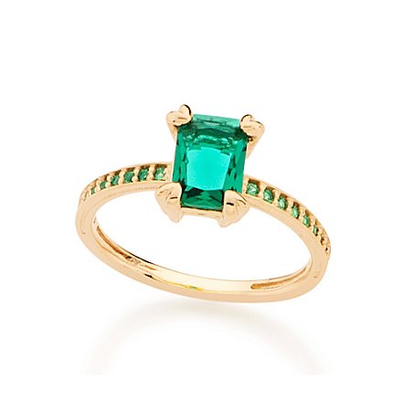 Anel Skinny Ring Retangular Verde Rommanel