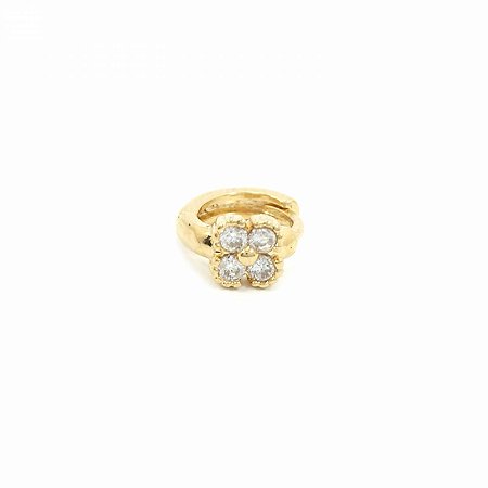 Piercing de Argola Dourada Folheada com Zircônia em Flor