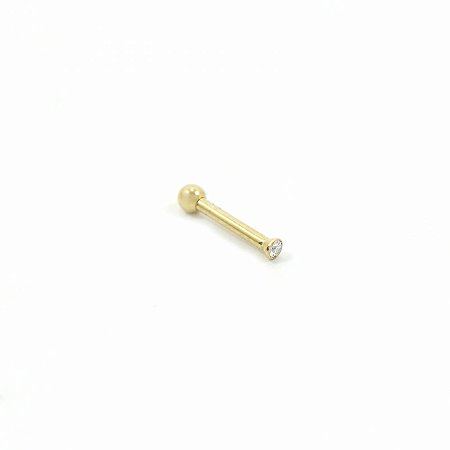 Piercing Folheado Dourado de Bolinha com Zircônia