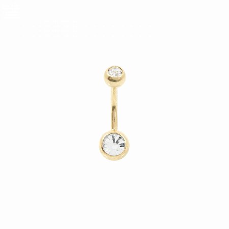 Piercing de Umbigo Dourado Folheado com Pedra