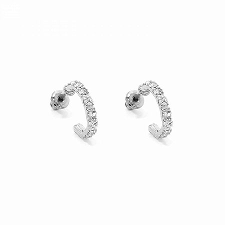Brinco de Argola em Rhodium de Strass Pequena