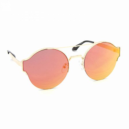 Óculos de Sol Redondo Style Lente Espelhada Laranja