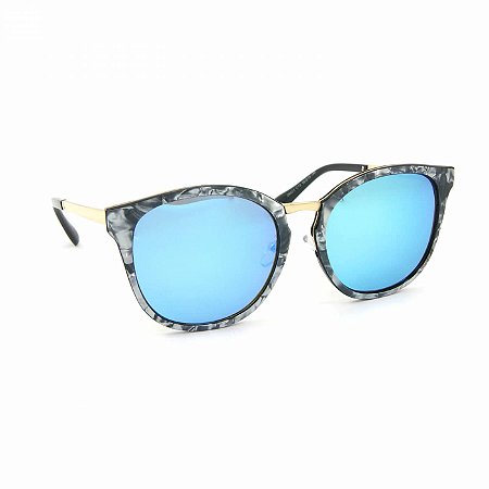 Óculos de Sol Marmorizado Lente espelhada Azul