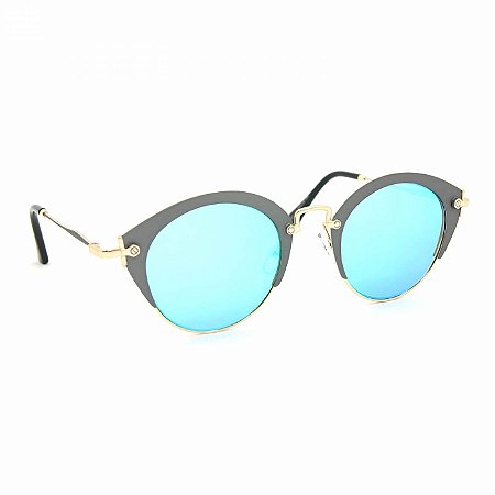 Óculos de Sol Glamorous com Lente Espelhada Azul