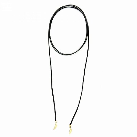 Colar Choker de Courinho com Asa Dourada