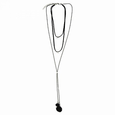 Colar Choker com Cristais e Pompom