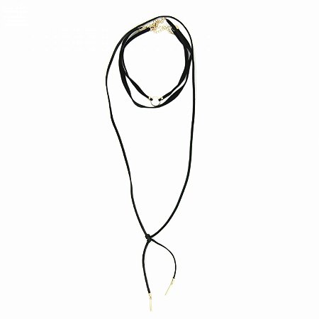 Colar Choker com Círculo Dourado