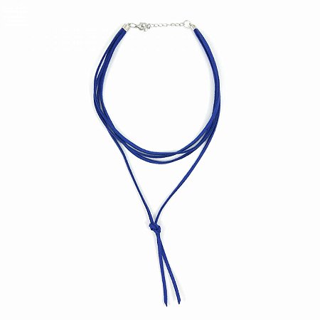 Choker em Camurça Azul Bic com Nó