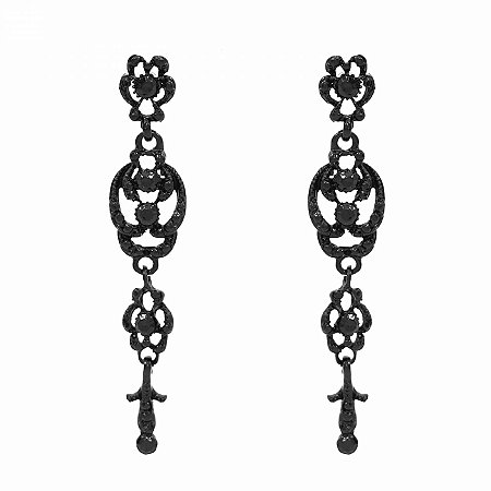 Brinco Preto Longo com Pedras