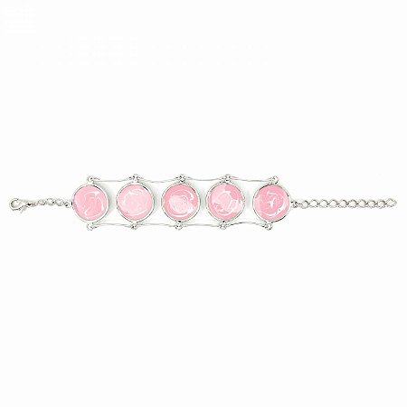 Pulseira Prateada Rosa