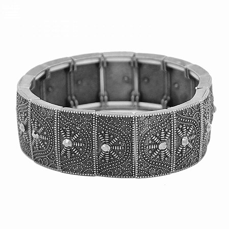 Pulseira Grafite estilo Boho com Strass