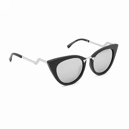 Óculos Preto Gatinha Fashion Espelhado