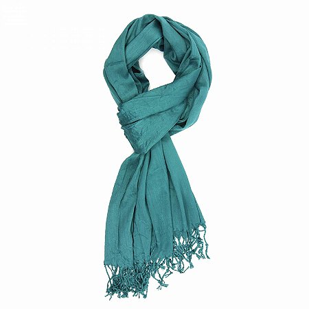 Lenço tipo Pashmina Azul Petróleo