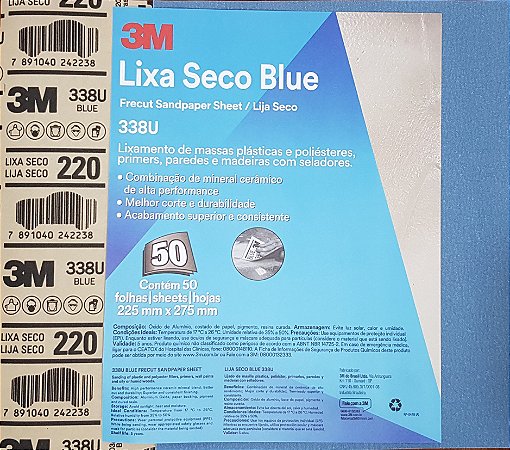 Lixa Seca Blue 220 3M 50 unidades