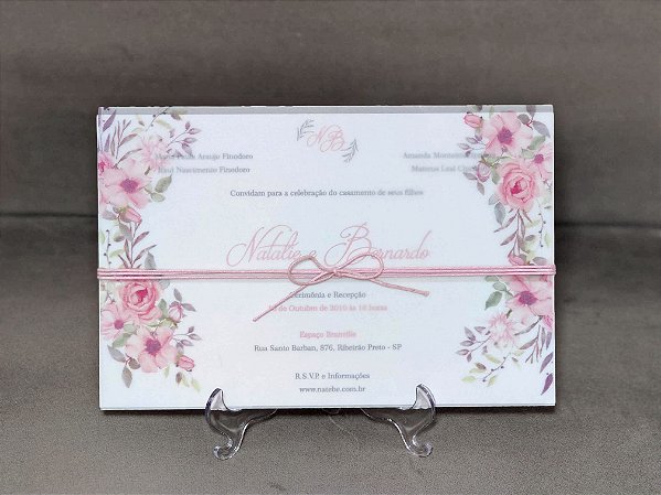 Convite Floral com Transparência