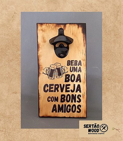 Abridor de Garrafas Magnético de Parede Bons Amigos