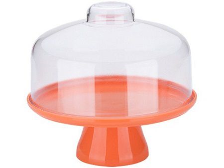 BOLEIRA CAKE C/CUPULA 19,5CM TANGERINA