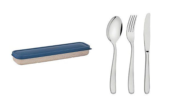 CONJUNTO TALHER INOX C/ESTOJO AZUL CUTLERY