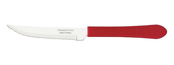 FACA CHURRASCO 4 INOX LEME VERMELHA