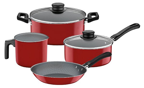 JOGO PANELAS ALUMINIO 4PCS CARIBE VERMELHA