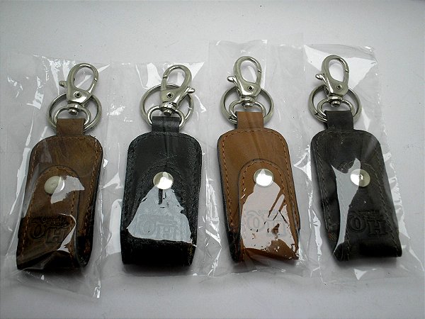 04 Chaveiros  Pen Drive - Couro Legítimo