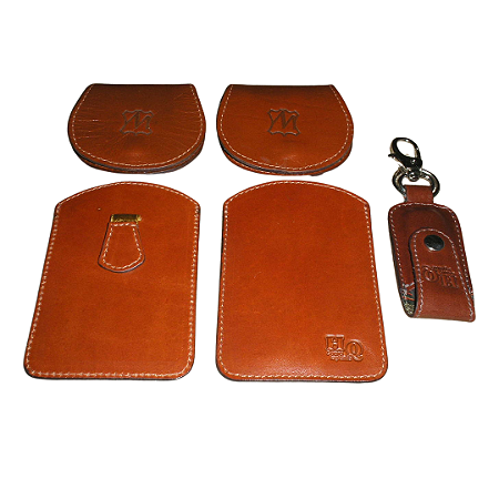 Kit 05 Peças Em Couro Legítimo