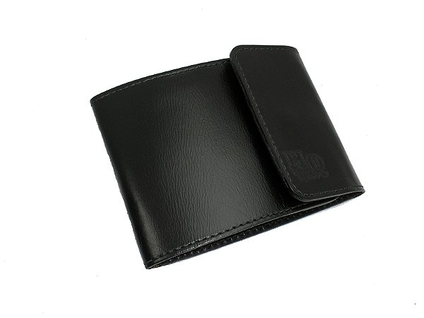 Porta Talão Cheques Em Couro Legítimo - Preto liso