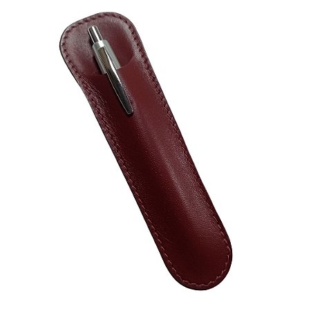 Porta Caneta/Lapiseira em Couro Legítimo - cor vinho