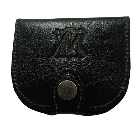 Porta Moedas Em Couro Legítimo - Cor Preta liso
