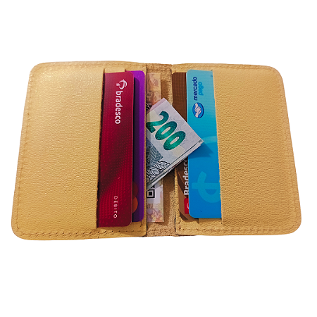 Porta cartões Banco ou Crédito em couro - Creme