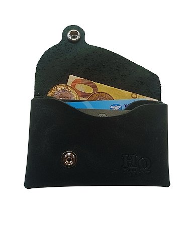 Carteira Couro Legítimo Sem Costura – Horizontal - Preto Chumbo
