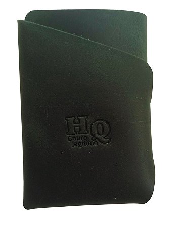 Porta-Cartões Artesanal em Couro – Sem Costura, Minimalista e Compacto - Preto chumbo