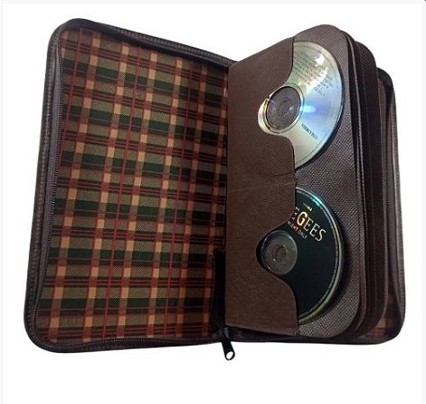 Porta Cd/dvds 40 Discos - Couro Legitimo - cor Olil Taupé hq