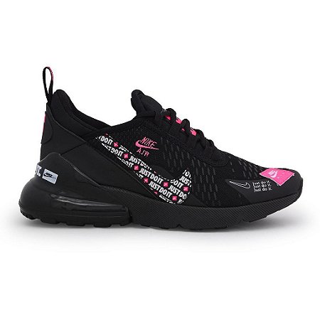 tenis nike preto com simbolo rosa