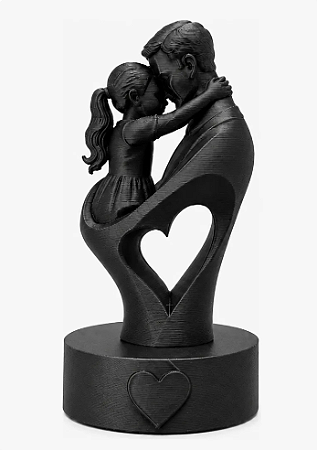 Presente Pai E Filha Dia Dos Pais Estatueta Preta Decoração