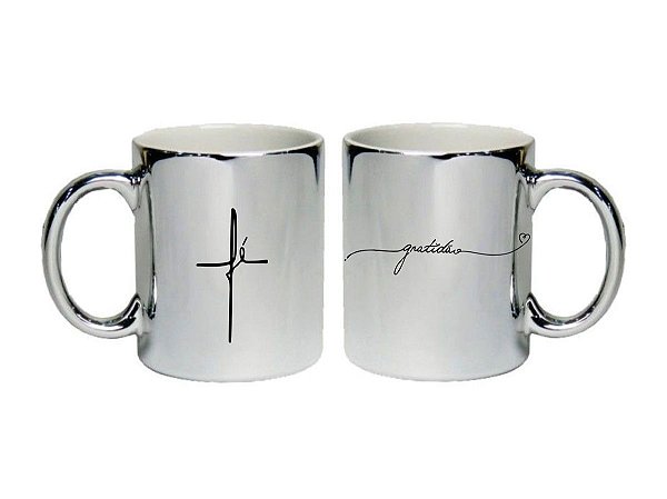 Canecas Cromada Prateada - Personalizadas com seu nome ou arte