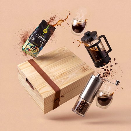 Kit Café Coffee++ Double Glass com bandeja