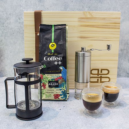 Kit Café Coffee++ Double Glass com bandeja