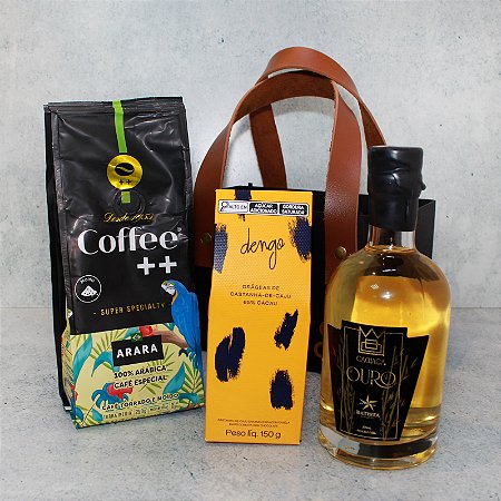 Kit Brasilidade – Café, Cachaça Ouro e Chocolate – Uma Experiência Completa de Degustação ☕🍫🥃