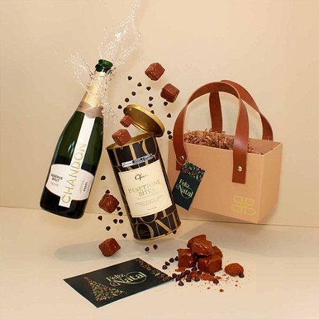 Kit Cesta Natalina Petit Chandon & Panettone Chocolate Bits