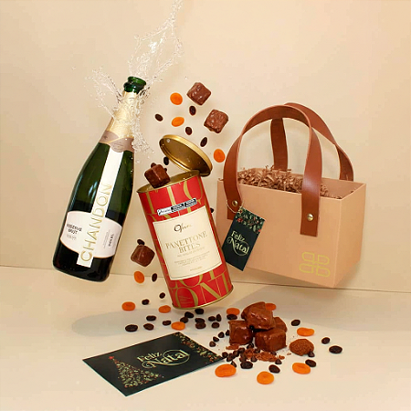 Kit Cesta Natalina Petit Chandon & Panettone Tradicional de Frutas Bits